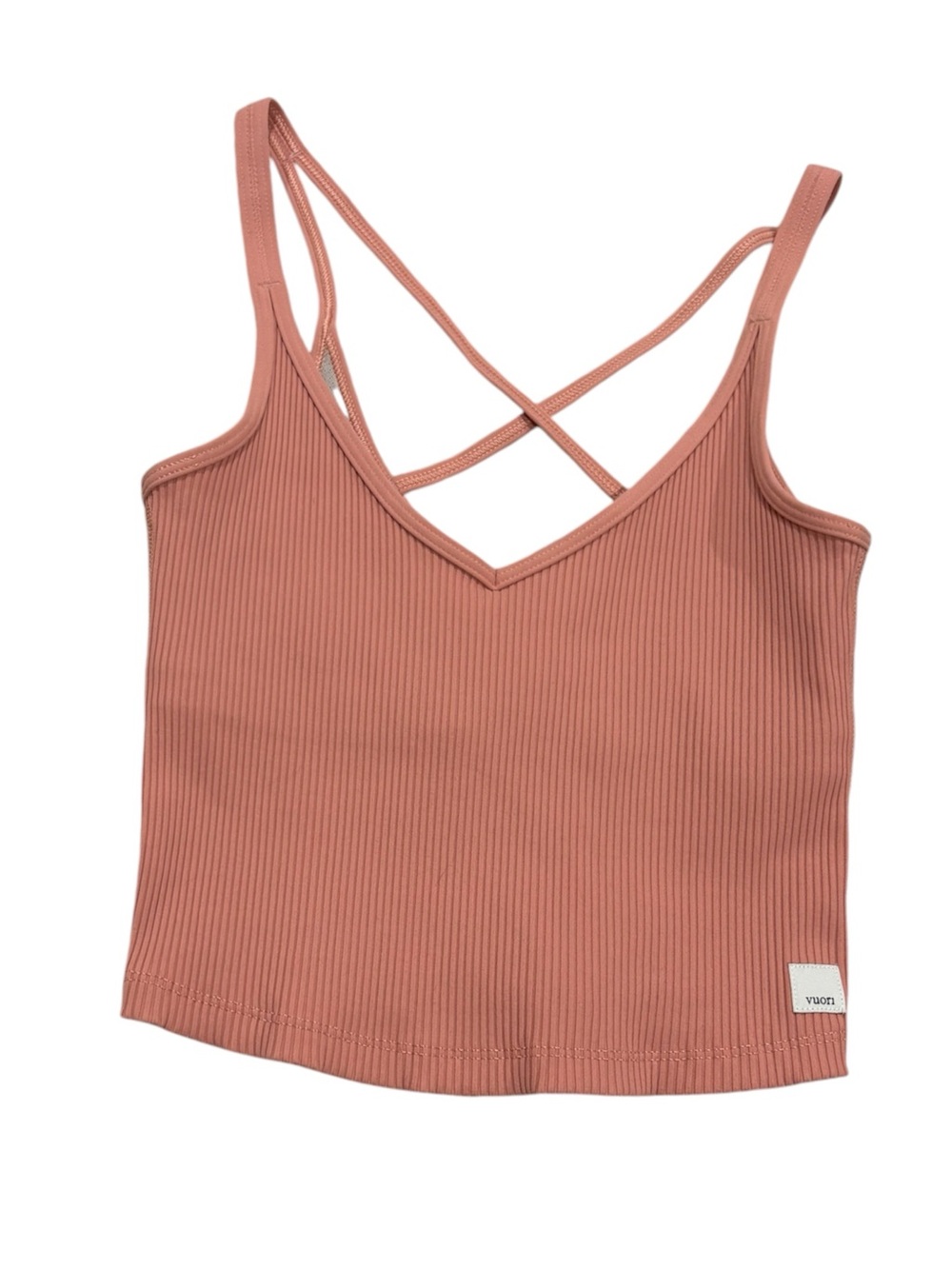 Vuori Rib Crop Tank Top in Light Cinnamon Yoga Sports Shelf Bra Size XS